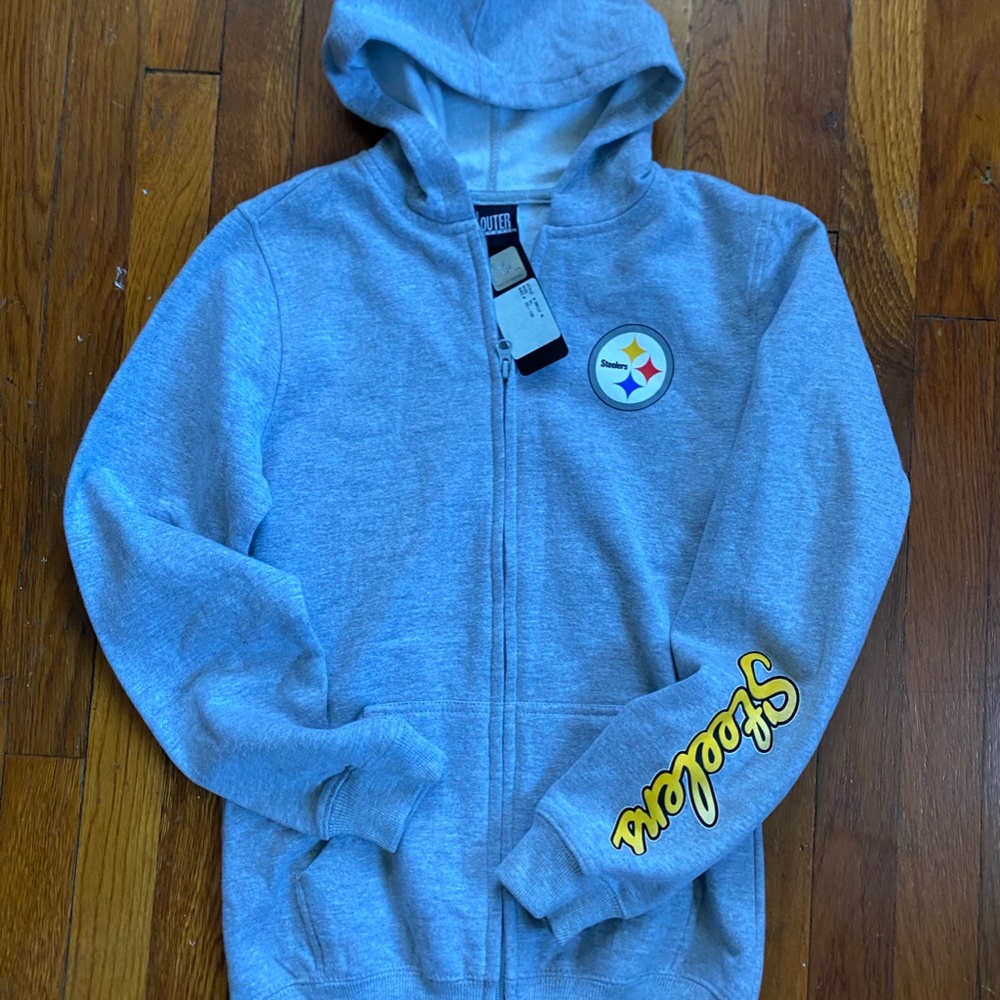 Steelers Football Childrens Hoodie Gray size XL Jacket Zip Up